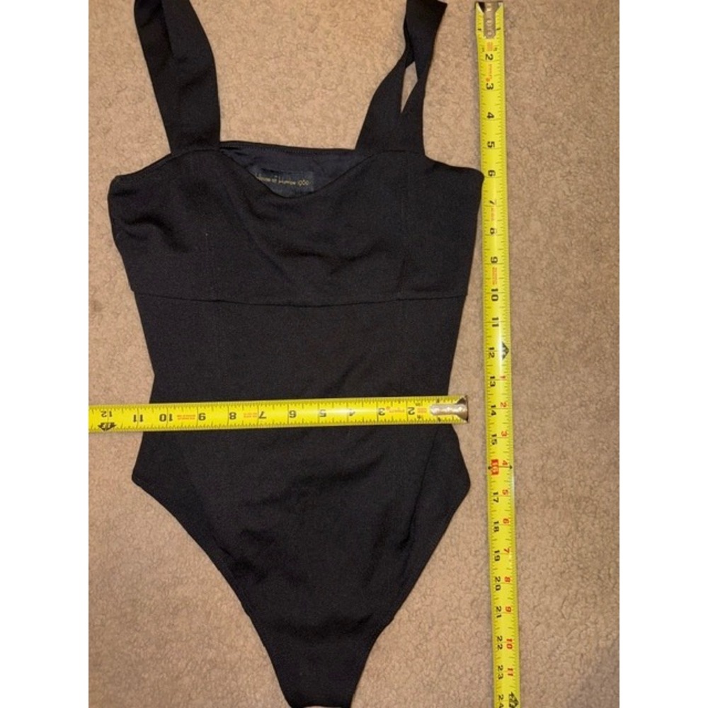 House of Harlow 1960 Black Bodysuit Sweetheart Neck Tank Thong XS T22-21